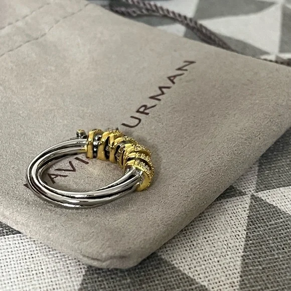 David Yurman Silver and Gold Ring sz8 - Picture 2 of 5